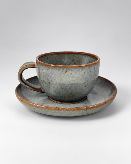 Picture of Rustic Blue Ceramic Cup & Saucer